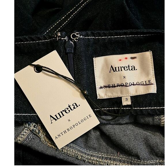 New Anthropologie Aureta Studio Corset Denim Cutout Dress $198  Medium 8/10 Blue - Picture 5 of 5